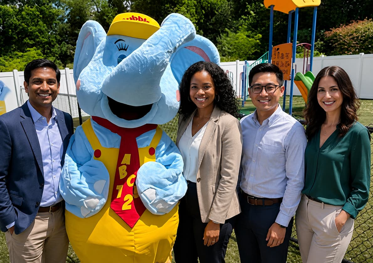 TLE franchisees standing with Bubbles