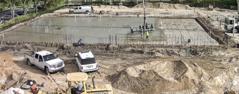 TLE location's slab being poured during construction.